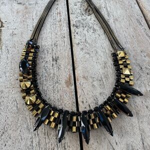 IOSSELLIANI Chic Black and Gold Statement Necklace. Vintage Pre-Loved $450